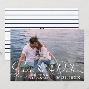 Save The Date Ancre nautique Typographie de script photo Marine