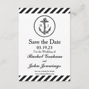 Save The Date Ancre nautique vintage - 3x5 Enregistrer la date