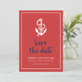 Save The Date Ancre Script rouge et bleu Enregistrer la date (Debout devant)
