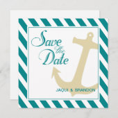 Save The Date Ancre sur rayures Enregistrez la date | sarcelle b (Devant / Derrière)