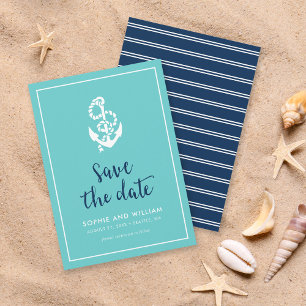 Save The Date Ancre Turquoise et Bleu Script Enregistrer la date