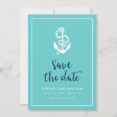 Save The Date Ancre Turquoise et Bleu Script Enregistrer la date (Devant)