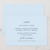 Save The Date Andrea Bleu Ciel Élégant Mariage (Devant / Derrière)