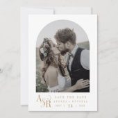 Save The Date ANDREA Gold White Minimalist Boho Initiales Mariag (Devant)