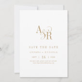 Save The Date ANDREA Monogramme Or simple Minimal Mariage offici (Devant)