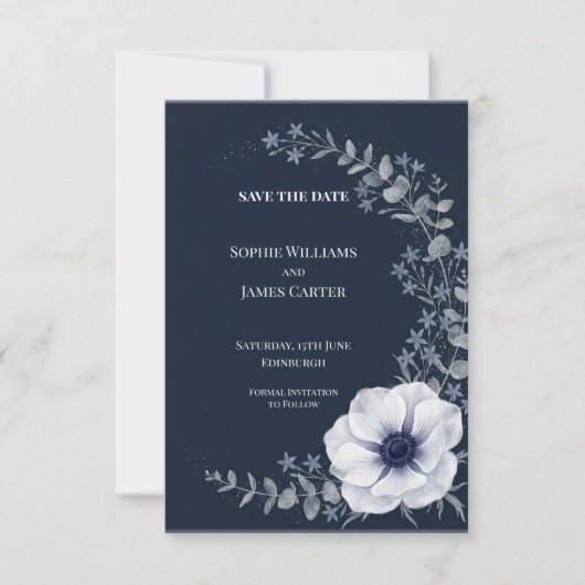 Save The Date Anémone Botanique Céleste de Minuit (Devant)