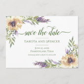 Save The Date Anemone Lavender Purple Cream Boho Vert Floral (Devant)