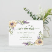 Save The Date Anemone Lavender Purple Cream Boho Vert Floral (Debout devant)