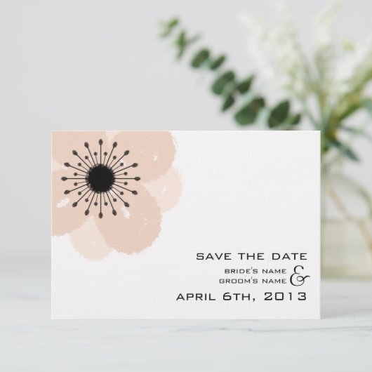 Save The Date Anémone Rose Français Mariage Moderne Enregistrer  (Debout devant)