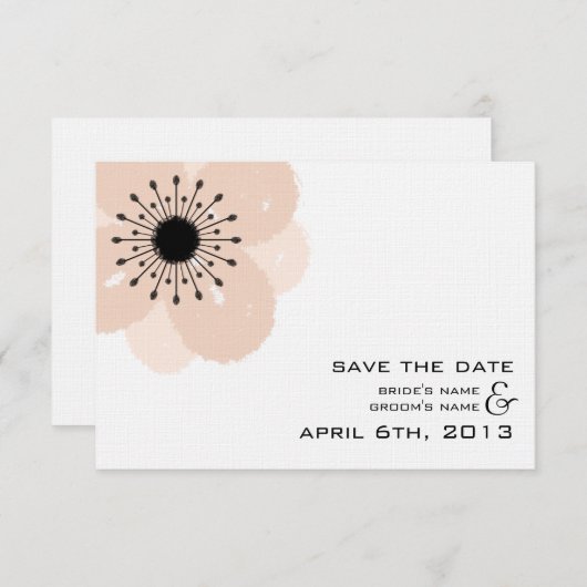 Save The Date Anémone Rose Français Mariage Moderne Enregistrer  (Devant / Derrière)