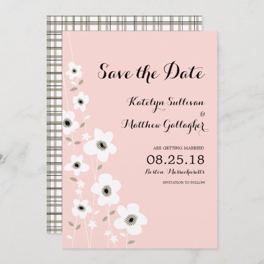 Save The Date Anéone moderne | Enregistrer la date (Devant / Derrière)