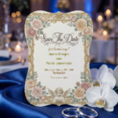 Save The Date Ange baroque rococo feuille d'or fausse