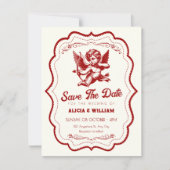 Save The Date ange de cupidon rouge mariage (Devant)