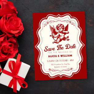 Save The Date ange de cupidon rouge mariage
