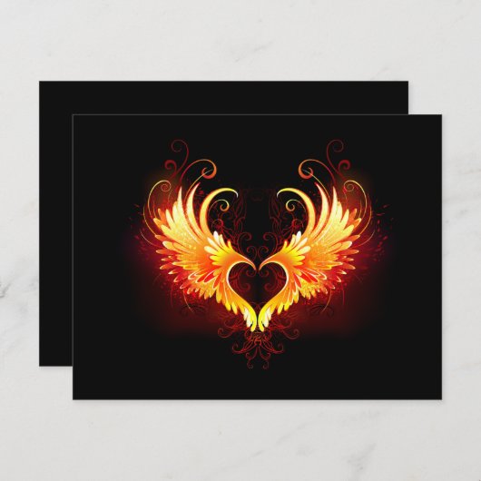 Save The Date Angel Fire Heart with Wings (Devant / Derrière)