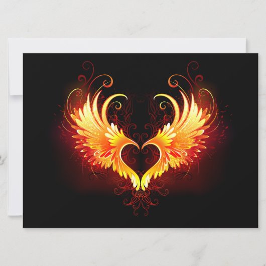 Save The Date Angel Fire Heart with Wings (Devant)