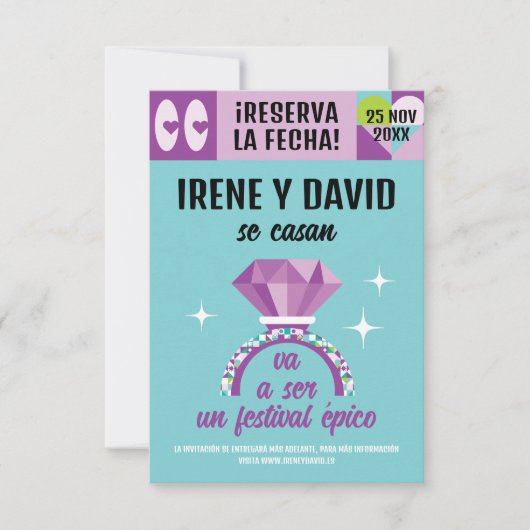 Save the Date Anillo Festival Turquesa Violeta (Devant)