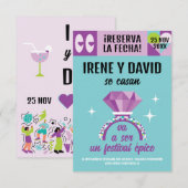 Save the Date Anillo Festival Turquesa Violeta (Devant / Derrière)