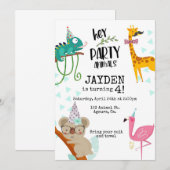 Save The Date Animaux de fête, Anniversaire de enfant, Animaux (Devant / Derrière)