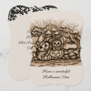Save The Date Animaux mignons attendant Halloween