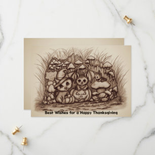 Save The Date Animaux mignons attendant Thanksgiving