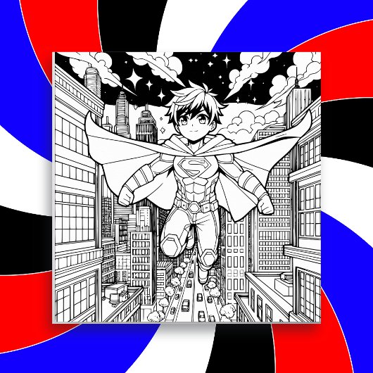 Save The Date Anime Superhero Boy | Coloriage de l'enfant