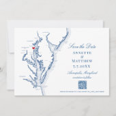 Save The Date Annapolis Maryland Mariage Elegant Marine Code QR (Devant)