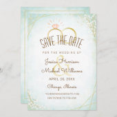 Save The Date Anneaux d'aquarelle modernes Twids Bloom Turquoise (Devant / Derrière)