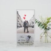 Save The Date Anneaux de diamant et mariage de perles Enregistre (Debout devant)