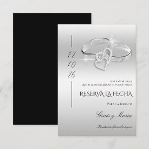 Save The Date Anneaux de mariage argentés décoratifs et clinquan
