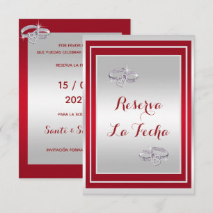 Save The Date Anneaux De Mariage Élégants En Argent Et Rouge