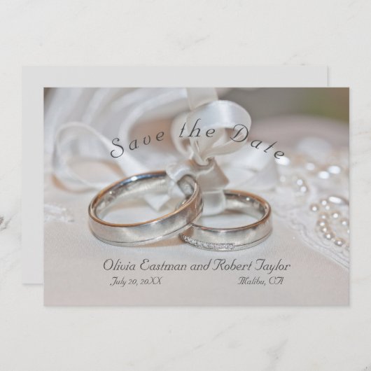 Save The Date Anneaux de mariage élégants Enregistrer la date In (Devant / Derrière)