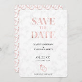 Save The Date Anneaux de mariage en marbre doré rose élégant mod (Devant / Derrière)