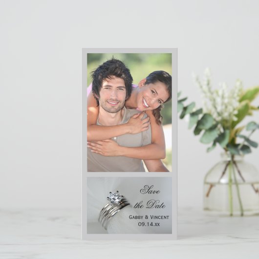 Save The Date Anneaux de mariage Mariage Enregistrer la date Ann (Debout devant)