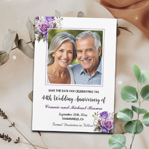 Save The Date Année Mariage Anniversaire Purple Roses photo