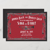Save The Date Années folles 20 Trumpet Mariage Sauvegarder la da (Devant / Derrière)
