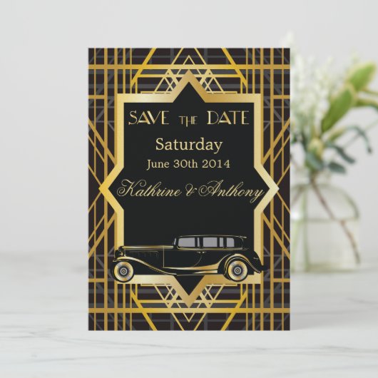 Save The Date Années folles Gatsby Style Enregistrer la date (Debout devant)