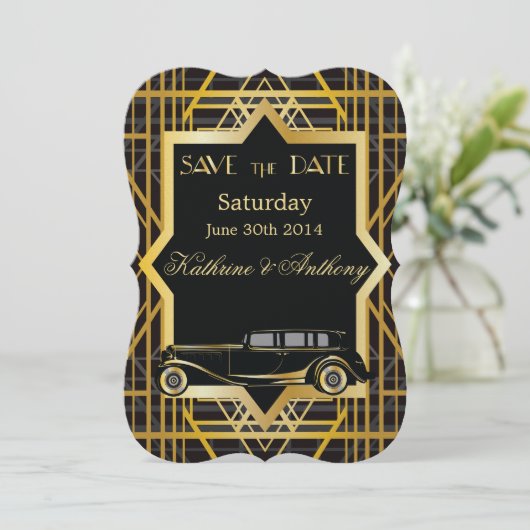 Save The Date Années folles Gatsby Style Enregistrer la date (Debout devant)