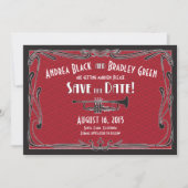 Save The Date Années folles Vingt Trompette Mariage Sauvegarder (Devant)
