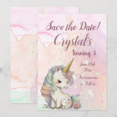 Save The Date Anniversaire de la licorne magique (Devant / Derrière)
