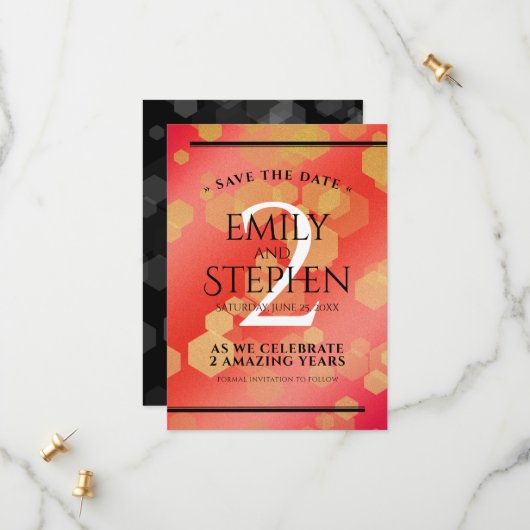 Save The Date Anniversaire élégant du 2ème Mariage Garnet (Devant/Arrière en situation)