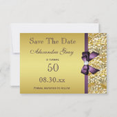 Save The Date Anniversaire Enregistrer La Date Gold Faux Sequin  (Dos)
