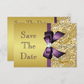 Save The Date Anniversaire Enregistrer La Date Gold Faux Sequin  (Devant / Derrière)