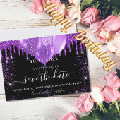 Save The Date Anniversaire noir violet ballons enregistrer la da
