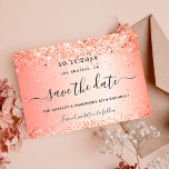 Save The Date Anniversaire orange parties scintillant enregistre<br><div class="desc">Pour une soirée d'anniversaire élégante de 50ème (ou tout âge). Un arrière - plan à l'aspect métallique orange. Décoré de faux parties scintillant. Personnalisez et ajoutez la date,  le lieu et le nom.</div>