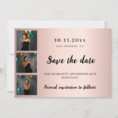 Save The Date Anniversaire photo collage rose or (Devant)