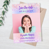 Save The Date Anniversaire photo rose violet