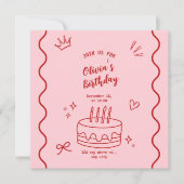 Save The Date Anniversaire rouge et rose (Devant)