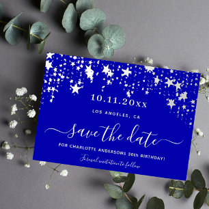 Save The Date Anniversaire royal bleu étoiles