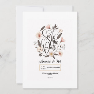 Save The Date Annonce Calligraphiée de Sauvegarde de Date